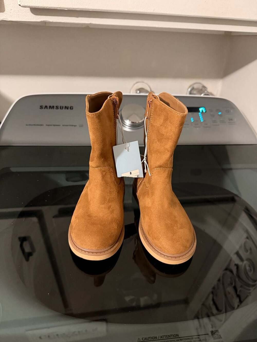 Cat & Jack Toddler Girls Brown Suede Side Zipper Boots Size 8